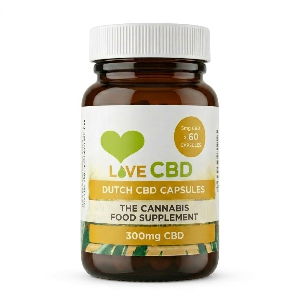 Love CBD Capsules | 300mg Broad Spectrum | 60 Capsules | Vegan Friendly | UK Made