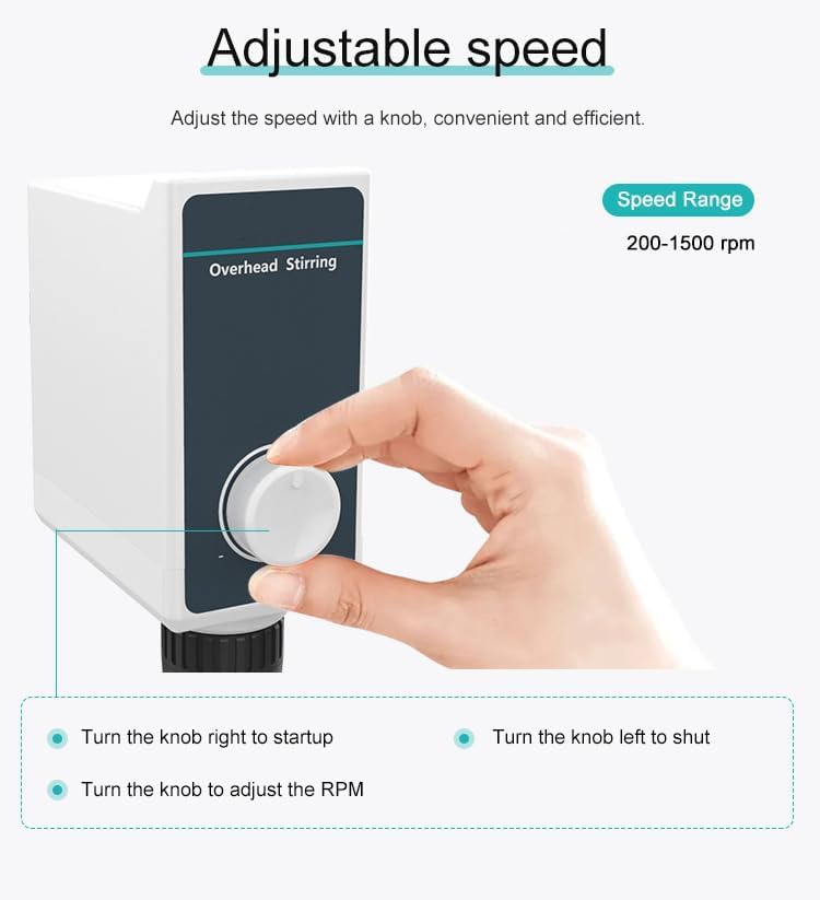 10L Overhead Stirrer Full Set Electric Lab Stirrer Max Smount of Stirring(H2O) 10L RPM 100-1000rpm Max Torque 20N.cm Max Viscosity 10000mPas Brush Motor
