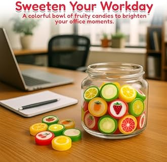 RBBZ Party Fruit Slices Candy - Hard Candy Bulk 1 lb Bag of Individually Wrapped Small Candy Fruit Slices (approx. 113 pcs) Hard Candies Assortment - Great for Candy Buffet - Office Candy - Treat Bags