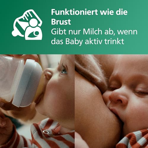 Philips AVENT Babyflaschen aus Glas, Geschenkset für Neugeborene – 3 Babyflaschen Natural Response, ultra soft Schnuller, für Babys von 0… – Ansicht 3