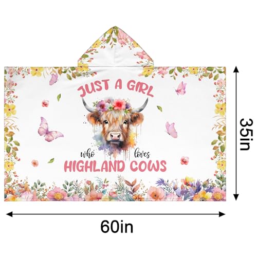 Image of Highland Cow Hooded Bath Towels for Girls,Soft Cotton Swimming Shower Beach Blanket (Highland Cow)