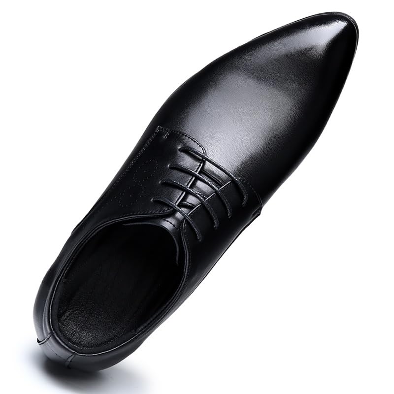 Formal Dress Shoes for Men Lace Up Pointed Toe PU Leather Derby Shoes Slip Resistant Block Heel Non Slip Anti-Slip Classic4
