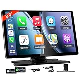 TECXERLLON 9.0'' Carplay Screen for Car, Portable Car Stereo with Apple Carplay & Android Auto, Car Audio Receivers with Mirror Link, Screen for All Vehicles(No Camera)