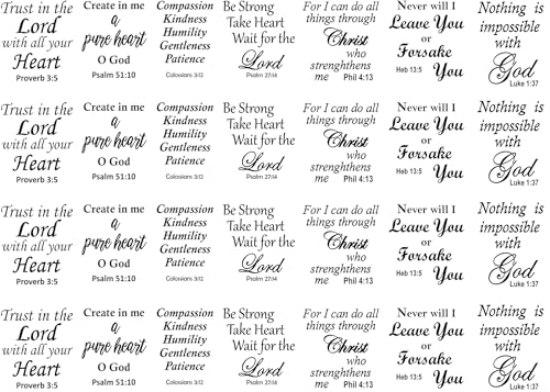 Bible Verse Proverb Psalm 28 pcs 1 Inch Black Fused Glass Decals