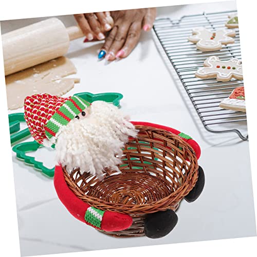 Toyvian Christmas Basket Desktop Decor Woven Baskets Home Décor 2Pcs Santa Basket Gift Holder Christmas Wine Gift Baskets Woven Holiday Character Basket Lovely Candy Trays Xmas Adorn Cloth #TOP6