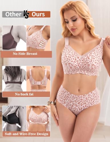 Image of PoseFree Seamless Jelly Bra Wireless Supportive V Mesh Bra for Older Women | Full Coverage,Everyday,Buttery Soft Invisible Under Tshirt Bralettes,No Underwire,Back Smoothing,Plus Size,All-Age Comfort