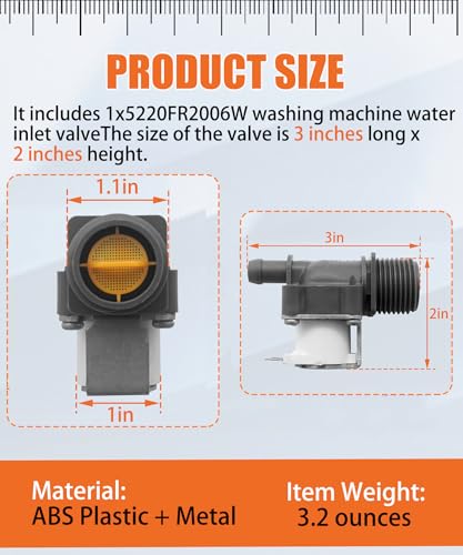 Image of 5220FR2006W Washer Water Inlet Valve Fits For LG F3K7CYK2S ASTESEU F3K7CYK2W ABWESEU F3L2CNV4W ABWEVUS