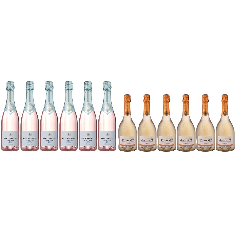 Brut Dargent Free Pinot Noir - Vin Rosé Pétillant Sans Alcool - Origine : France (6x0.75 L) & JP Chenet - So Free Sparkling Chardonnay Vin blanc pétillant sans alcool - Sans arômes ajoutés(6 x 0.75 L)