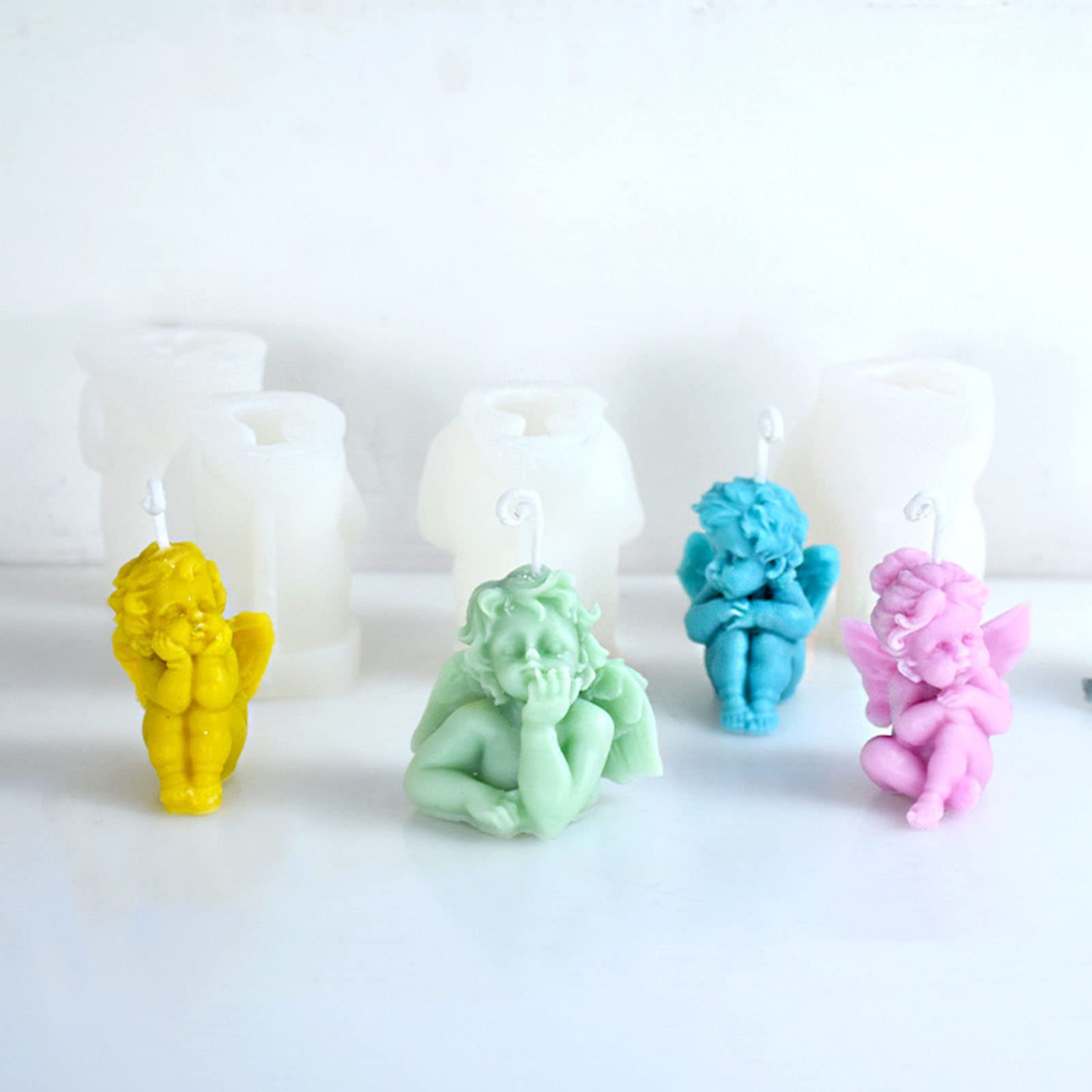 Moule à bougie en Silicone en résine pour bébé ange, pour la fabrication de bougies, ornement de bureau, gypse, aromathérapie, ornement en résine d ' ange en Silicone