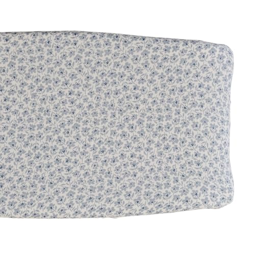 Mebie Baby Changing Pad Cover, Blue Blossom, 100% Muslin Cotton Changing Table Pad Cover for Baby Boy and Girl, Designer Nursery Decor Covers, Diaper Changing Pad Cover for Changing Station