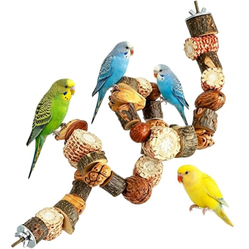 80cm Kauknochen Sitzstangen für Vögel, Formbare Drahtverstärkung Naturholzstangen, Vogel Zubehör für Käfig, Kauspielzeug für Wellensittiche, Nymphensittich, Papagei, Liebesvögel, Finken Haustiere