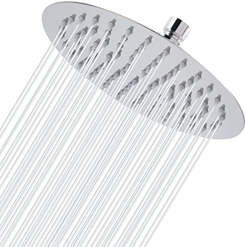 20cm Regenbrause, Markcco Kreisförmiger Hochdruck Duschkopf aus Edelstahl 304, komfortables Duscherlebnis auch bei niedrigem Wasserdruck, installierbar an der Wand oder Decke (20cm