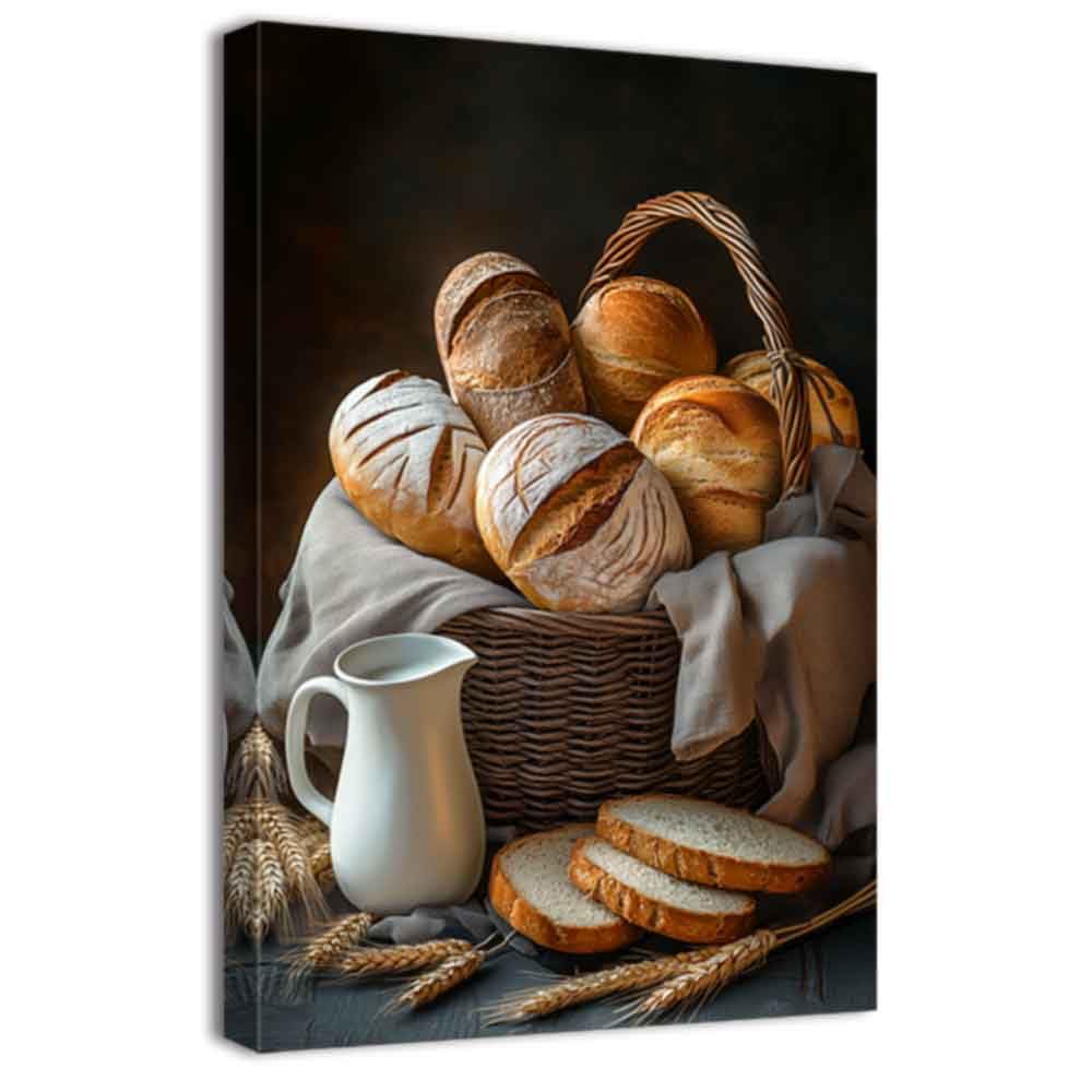 ZQQART Kitchen Canvas Wall Art Vintage Delicious Bread Canvas Painting Art Delicious Food Picture Prints Artwork Restaurant Bakery Decor Framed(Red,20.00" x 30.00")