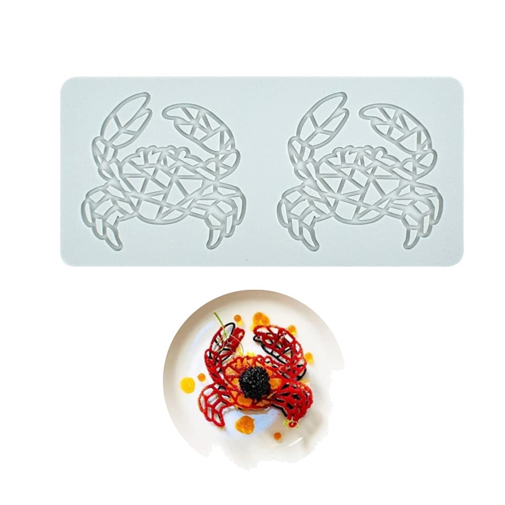 XiaoShenLu Silicone Fondant Lace Mat, Sugar Craft Impression Mold Edible Cake Molecular Cuisine Decorating, 2 Holes Crab