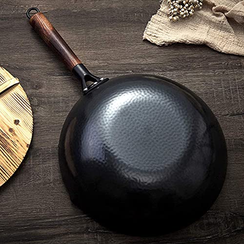 Wok de hierro con mango de madera 32cm sin recubrimiento miniatura 4