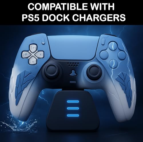 Image of DEADSKULL Thunder Edition Silicone Controller Sleeve, Anti-Slip Protective Cover Skin Compatible with PlayStation 5 Controller, Compatible with DualSense Wireless Controller (Blue & White)