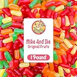Mike and Ike Candy Bulk - 1 Pound Bag (16 Ounces) - Original Fruit Flavored Variety, Vending Machine Candy - Chewy Mike and Ikes Candies - Fat Free Movie Theater Candies