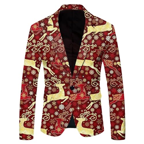 Veste de costume pour homme imprime Noel fini les tenues tristes avec cette veste rouge