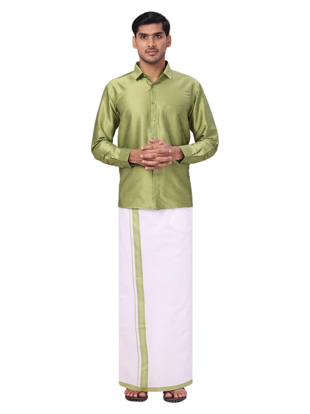 minister white Men's Traditional Full Sleeve Dupion Satin Shirt with Matching Border Dhoti Combo Gora Set for Festive & Wedding Occasions-picture-34