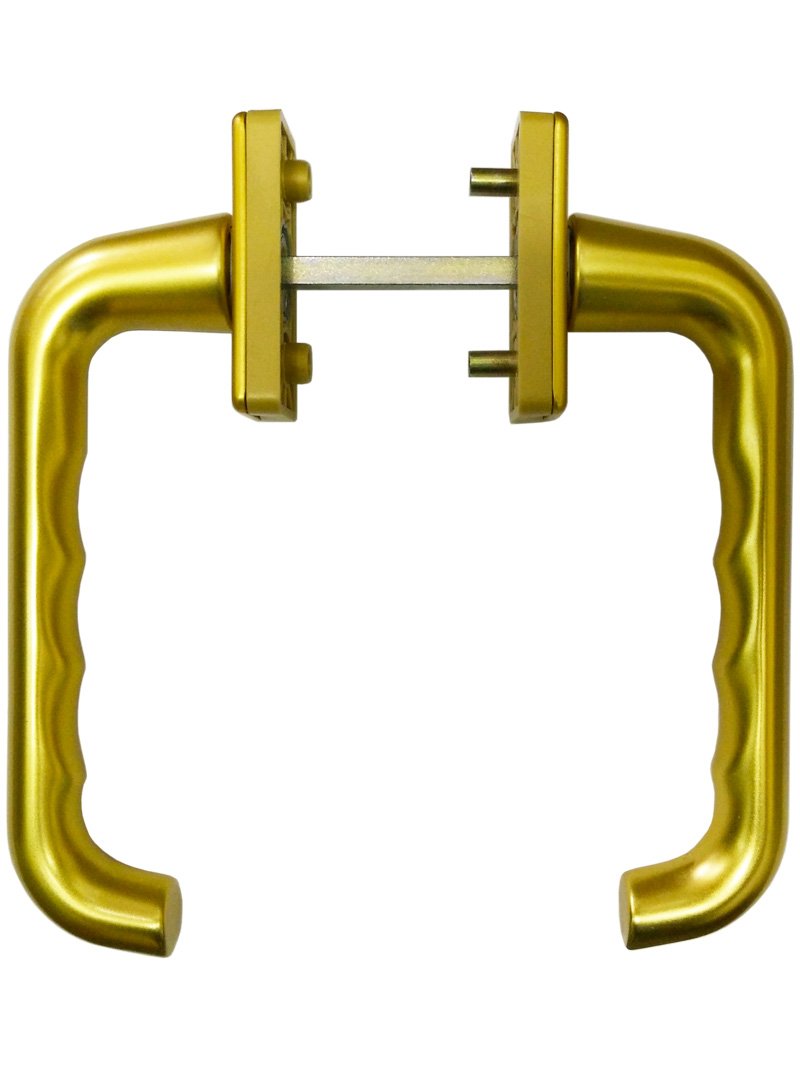 Patio Door Handle Pair 43mm Screw Fix - Gold (int & ext Handle Set incl)