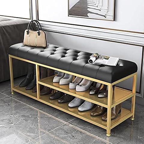 LJCM Luxurious Entryway Bench With Boots Storage Cover