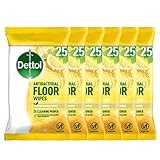 Dettol, Floor Cleaner, Antibacterial, Large Wipes, Citrus, 150 Wipes Total (25 x 6pck) Disinfectant, Home Hygiene, Biodegradable, Kills 99.9 Percent of Germs