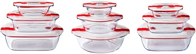 Set of 9 Glass Dishes with Airtight Lids - Special Microwave - BPA Free
