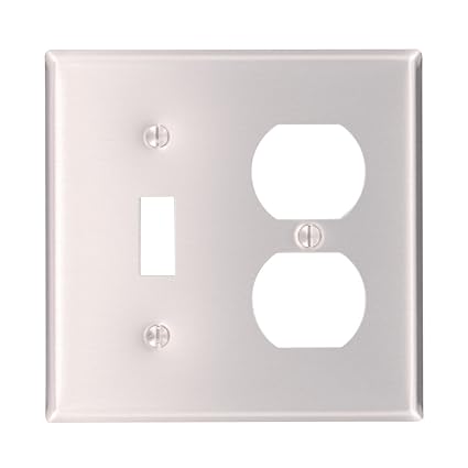Leviton 83005 2-Gang 1-Toggle 1-Duplex Device Combination Wallplate, Standard Size, Device Mount, Aluminum