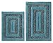 Cotton Craft Bath Rug Set, Tweed Race Track Pattern, Cotton, Spa Blue Chocolate (2 Piece)
