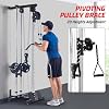 Wall Mount Cable Station for Home Gym, Space Saving LAT Pull Down Machine with 20 Positions Adjustable Pulley System, Cable Cross Over Machine for Fitness Equipment, Black