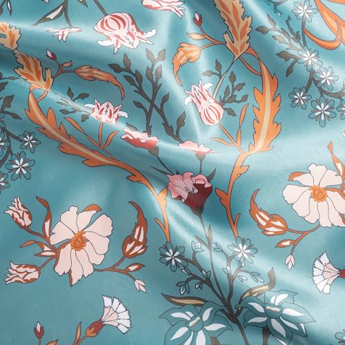 Image of Sweet Jojo Designs Boho Wildflower Vintage Floral Girl Satin Body Pillow Cover Case Decorative Accent Long Couch Kids Bed Pregnancy Pillowcase 54x20 Turquoise Botanical Bohemian Farmhouse Cottagecore