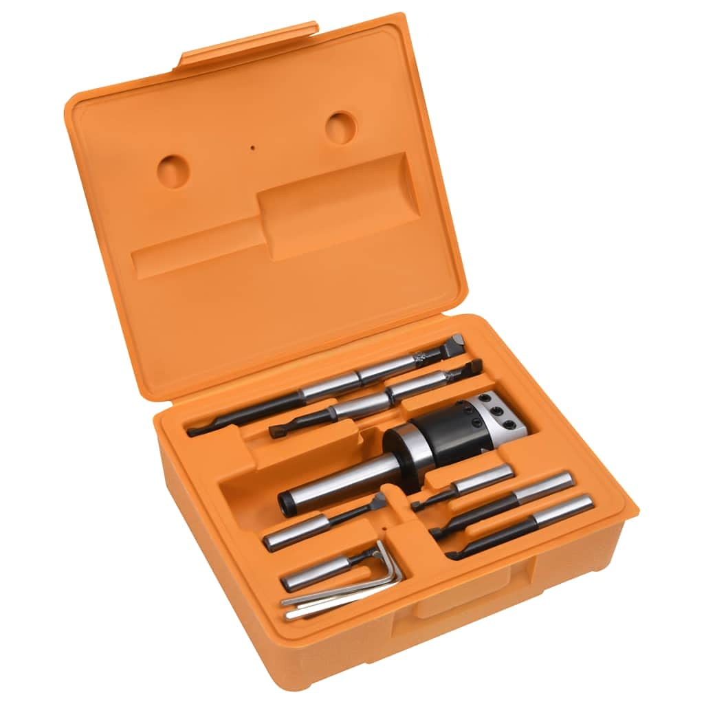 vidaXL Jeu d'Outils d'Alésage 15 pcs 50 mm Tête d'Alésage MT3-F1-12 Tête de Forage Alésage Cylindrique Rainure peu Profonde Trou de Marche