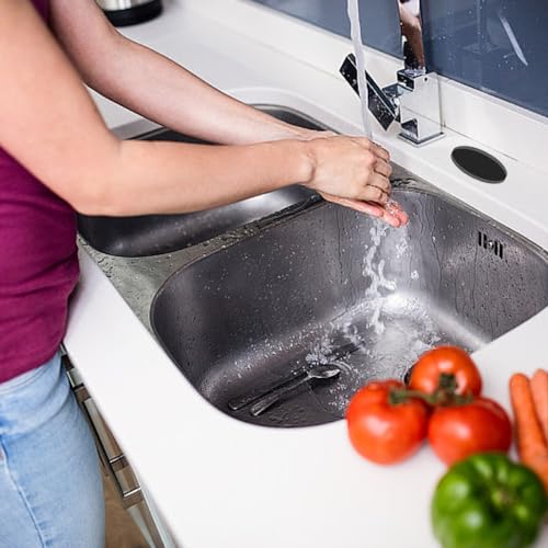 Wasserhahn Loch Abdeckung, Lochabdeckung Spüle, Edelstahl Spülbecken Abdeckung, Küchenspüle-Lochabdeckung für Spülbeckenlöcher (Schwarz)