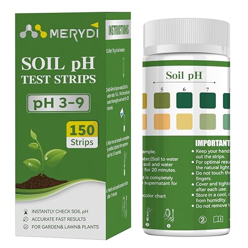 Soil pH Test Kit 150 Test Strips(3-9 Range) for Testing Garden Lawn Vegetable Flower Beds Gardening Dirt Yard Quick Easy Soil pH Monitoring for Indoor Outdoor Plants