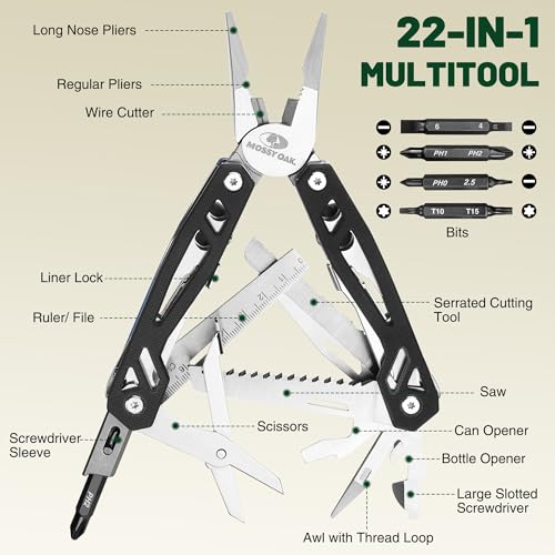 Mossy Oak 22-in-1 Multi-Tool Pliers with Carry Bag - Stainless Steel - Image 2
