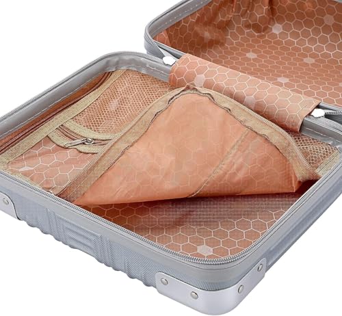 Image of ABS Hard Shell Cosmetic Travel Hand Luggage Portable Carrying Makeup Case Suitcase Organizer Box Vanity Mini Suitcase Small Accessory Bag, 30 cm, No Wheels (Grey)