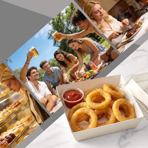 Image of Hiceeden 100 Pcs Sandwich Boxes with Lid White Square Paper Charcuterie Box