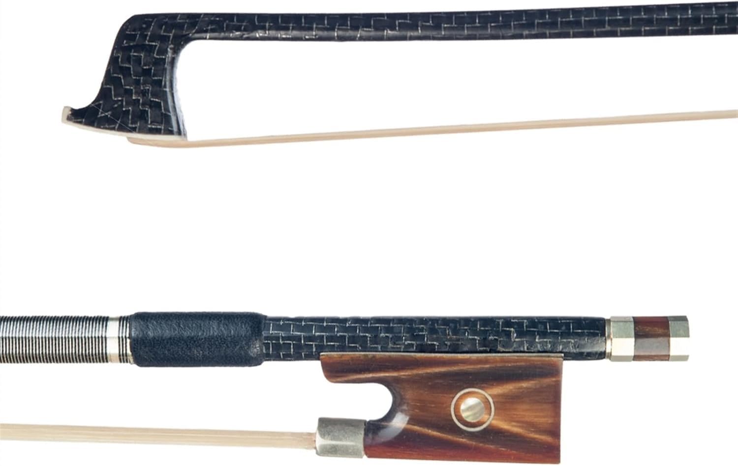 Archetto per violino in fibra di carbonio, arco in fibra intrecciata in seta argentata, arco per violino 4/4 in legno di pernambuco, ben bilanciato, per suonatori professionali