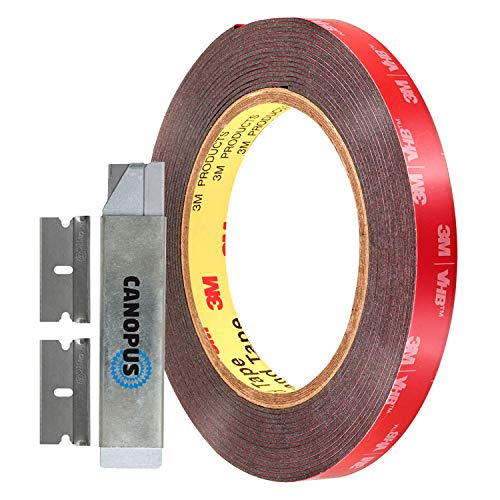 CANOPUS Double Sided Tape Heavy Duty: Mounting Tape, Made in USA, 5952 Roll, (0.5 in x 15 ft) Super Strong Foam Tape for Outdoor and Indoor
