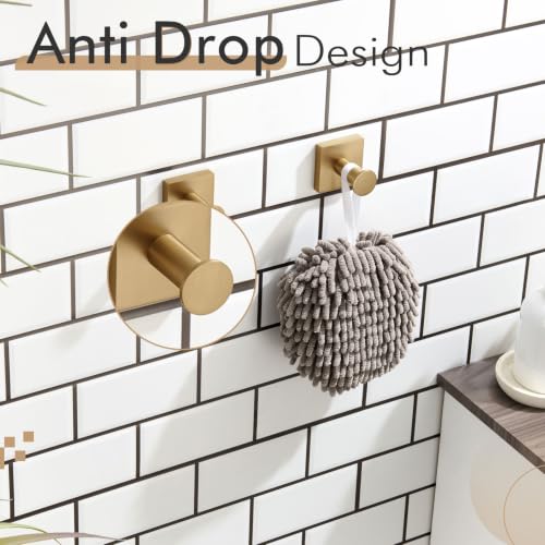 Image of KOKOSIRI Robe Hooks Bath Towel Hooks for Wall Closet Kitchen Hanging Towels Bathroom Hardware Champagne Bronze Stainless Steel 2 Pack, B1016CPG-P2