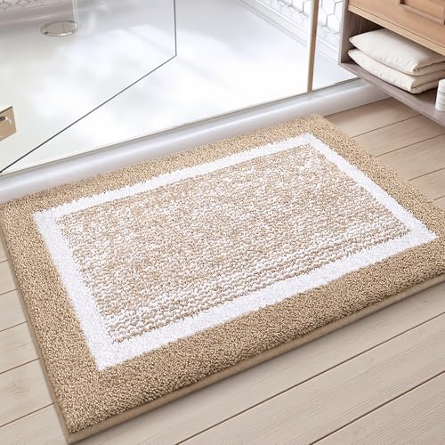 Tapis de bain antidérapant en microfibre 50x75 cm khaki absorbant - 2
