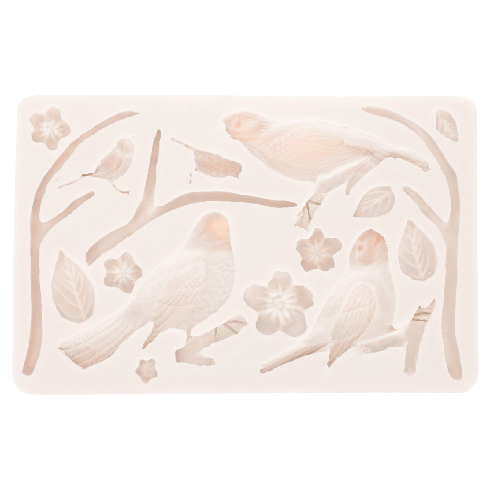 CALLARON Silicone Gummy Molds Birds Silicone Tree Branch Leaves Fondant for DIY Cake Fondant Biscuit Sugar Pudding Chocolate Hard Candies Dessert Decoration Gray Chocolate Candy Molds