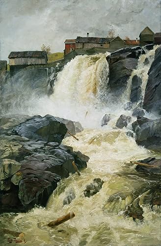 Affiche toile Haug Falls Modum Fritz Thaulow decoration murale 60x90