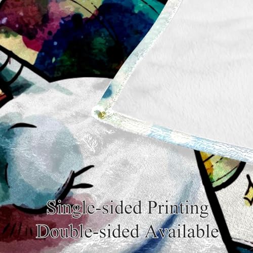 Couverture Polaire Aquarelle Licorne en Microfibre de Qualité Supérieure