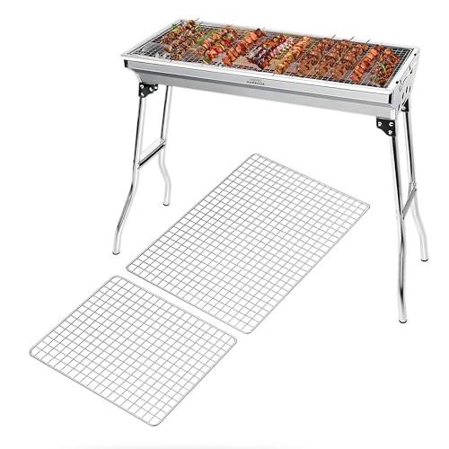 Home Harbour Replacement BBQ Grill Net H1 | 2-Pack Stainless Steel Mesh (44x29cm & 29x24cm) | Reusable, Heavy-Duty | Fits Tabletop, Charcoal & Smoker BBQs | Easy to Clean, Camping Ready
