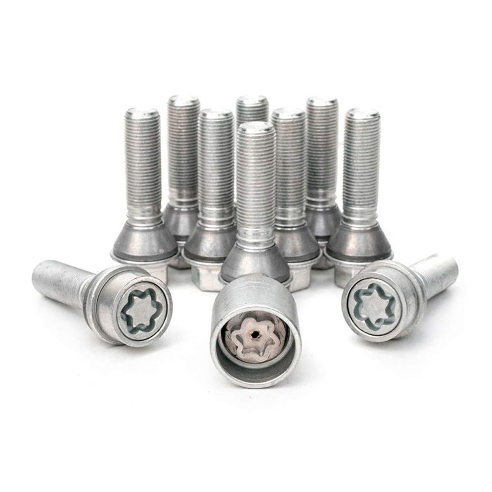 H&R Set Bulloni Ruota conici con rondella mobile M14x1.25 - Lunghezza 39mm - 10 Pezzi (pe. compatibile con BMW) - incl. Bulloni Antifurto
