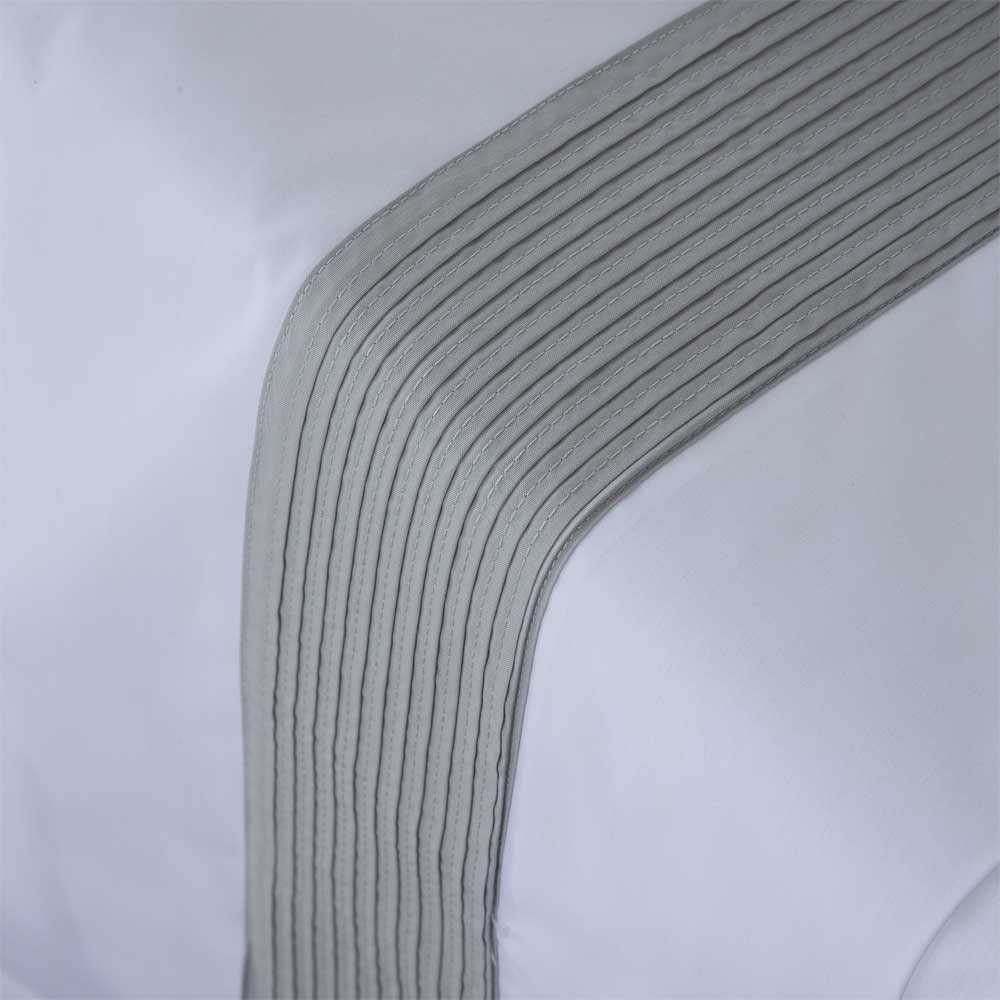 Parure de lit Gorbea gris percale 100 % coton 180 fils couleur blanc lit de 160 x 190/200 100 % percale coton