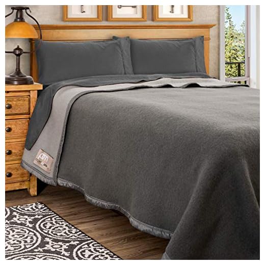 Poyet Motte Aubisque 500GSM Heavyweight 100-Percent Wool Blanket (King, Grey/Lt Grey)