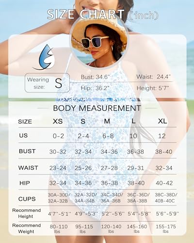 Image of Jolefille Womens One Piece Swimsuit Tummy Control Modest Bathing Suit Teen Girls Swim Suit Cute Floral Swimwear