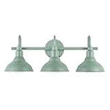 Ceybo Teal 3 Light Bathroom Vanity Light Wall Fixture with Farmhouse Metal Shades, Dimmable Modern Country Home Lighting